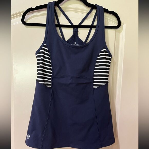 ATHLETA Racerback Tank Top Navy Black White Women’s Size Small - Picture 2 of 7